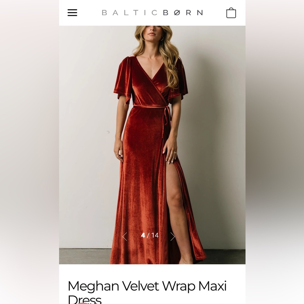 Baltic Born Meghan Velvet Wrap Maxi Dress Terracotta - S